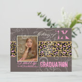 PixDezines Afstuderen/cheetah, neonroze Kaart (Staand voorkant)