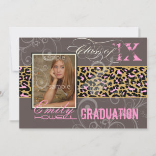 PixDezines Afstuderen/cheetah, neonroze Kaart
