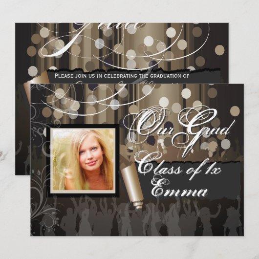 PixDezines Afstuderen/Dance Hall/cigar Kaart (Voorkant / Achterkant)