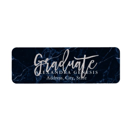PixDezines Afstuderen/Faux Silver Script Lettertyp Etiket (Voorkant)