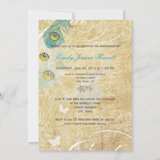 PixDezines afstuderen foto+diy pauw Kaart (Achterkant)