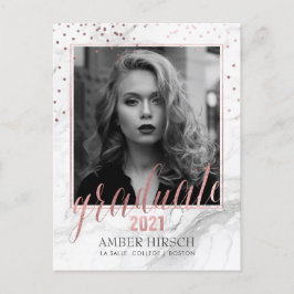 PixDezines Afstuderen Foto's/Marble+Roos Gold Aankondigingskaart