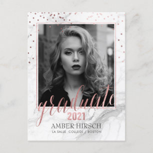 PixDezines Afstuderen Foto's/Marble+Roos Gold Aankondigingskaart