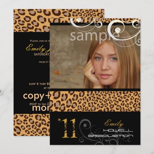 PixDezines Afstuderen, luipaard afdrukken Kaart (Voorkant / Achterkant)