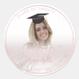PixDezines Afstuderen/Marble+Blush Pin Ronde Sticker