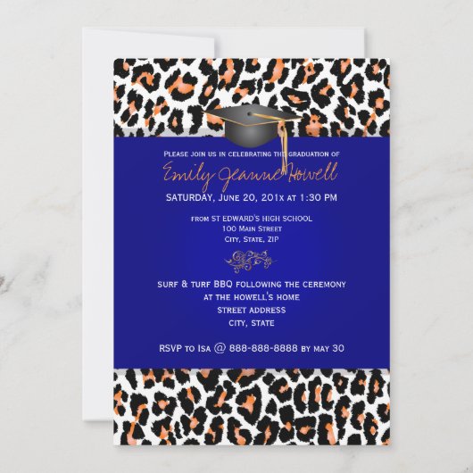 PixDezines Afstuderen Oranje luipaard/DIY-kleur Kaart (Achterkant)