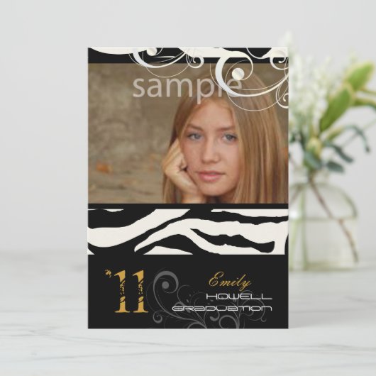 PixDezines Afstuderen, Zebra Print Kaart (Staand voorkant)