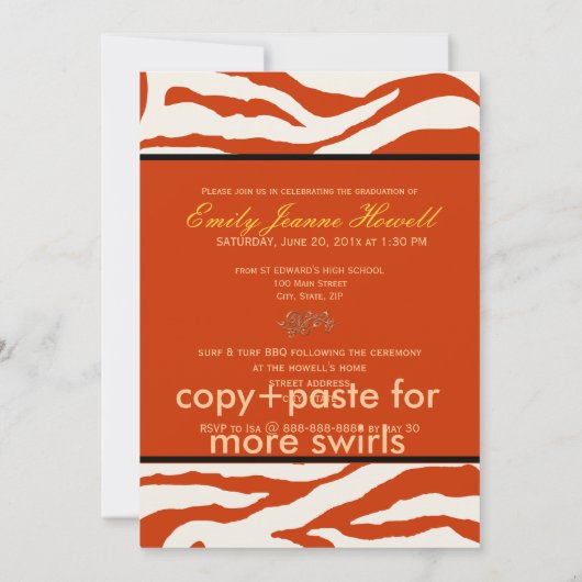 PixDezines Afstuderen, Zebra Print Kaart (Achterkant)