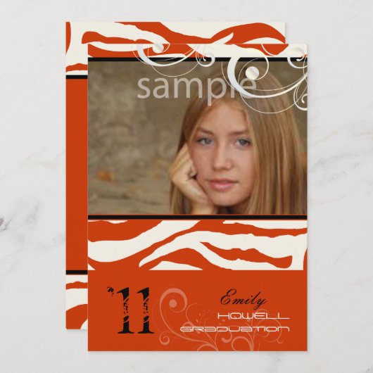 PixDezines Afstuderen, Zebra Print Kaart (Voorkant / Achterkant)