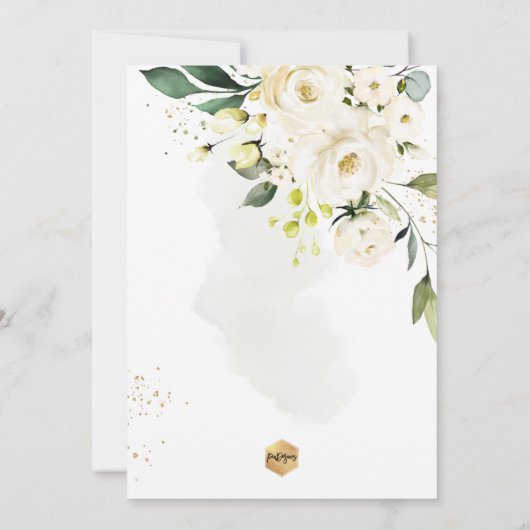 PixDezines Alabaster Rozen H2 Flowers Baptisme Kaart (Achterkant)