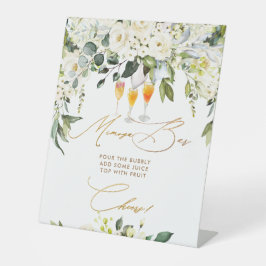 PixDezines Alabaster Rozen Mimosa Bar Reclamebord Met Voetstuk