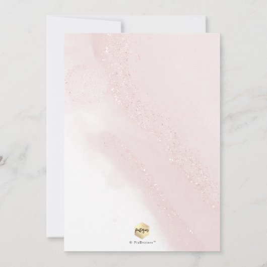 PixDezines Alcohol Blush Roze Rose Goud Doop Kaart (Achterkant)