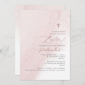 PixDezines Alcohol Blush Roze Rose Goud Doop Kaart (Voorkant / Achterkant)