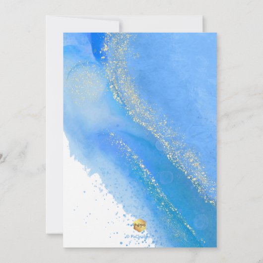 PixDezines Alcohol+Ink Caribbean Blue Bat Mitzvah Kaart (Achterkant)