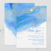 PixDezines Alcohol+Ink Caribbean Blue Bat Mitzvah Kaart (Voorkant / Achterkant)