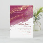 PixDezines Alcohol+Ink Maroon/Sangria Bar Mitzvah Kaart (Staand voorkant)