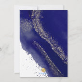 PixDezines Alcohol+Ink Navy Blauwe Bar Mitzvah Kaart (Achterkant)