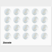 PixDezines Alcohol+Ink Stoffig Blauw Goud Doop Ronde Sticker (Vel)