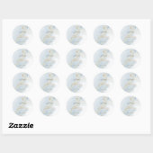PixDezines Alcohol+Ink Stoffig Blauw Goud Doopsel Ronde Sticker (Vel)