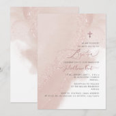 PixDezines Alcohol Stoffig Roze Rose Goud Doop Kaart (Voorkant / Achterkant)