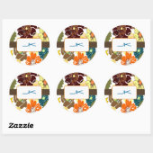 PixDezines Alegre Retro Bloem, Monogram Ronde Sticker (Vel)