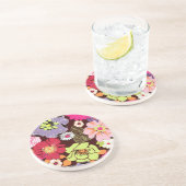 PixDezines Alegre Retro Floral, Aangepaste achterg Zandsteen Onderzetter (Zijkant)