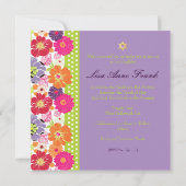 PixDezines Alegre retro floral, Bat Mitswa Kaart (Achterkant)