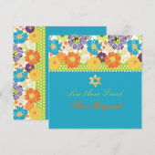 PixDezines Alegre retro floral, Bat Mitswa Kaart (Voorkant / Achterkant)