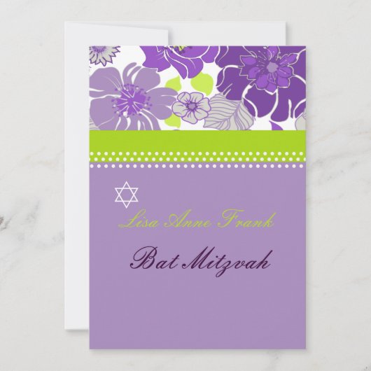 PixDezines ALEGRE RETRO FLORAL BAT MITZVAH Kaart (Voorkant)