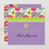 PixDezines Alegre retro floral, Bat Mitzvah Kaart (Voorkant / Achterkant)