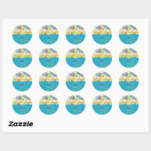PixDezines Alegre, retro floral/Bat Mitzvah Ronde Sticker (Vel)