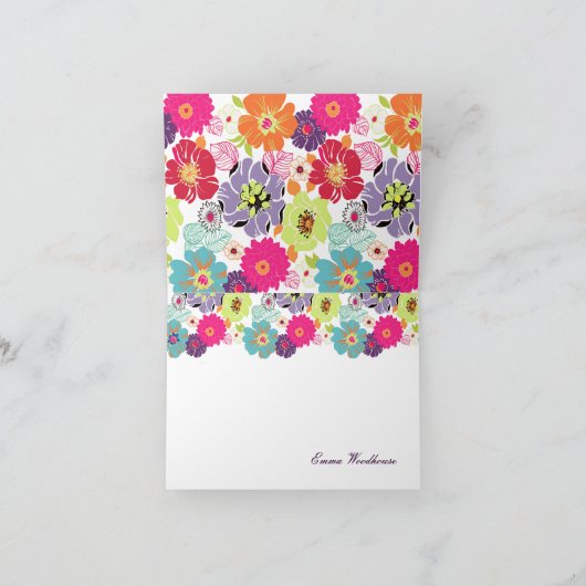 PixDezines Alegre, retro floral Dank u Bedankkaart (Binnen)