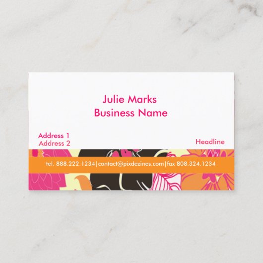 PixDezines Alegre Retro Floral Design Visitekaartje (Achterkant)