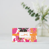 PixDezines Alegre Retro Floral Design Visitekaartje (Staand voorkant)