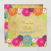 PixDezines alegre retro floral Kaart (Voorkant / Achterkant)