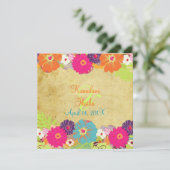 PixDezines alegre retro floral Kaart (Staand voorkant)