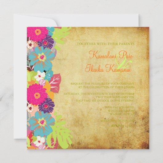 PixDezines alegre retro floral Kaart (Achterkant)