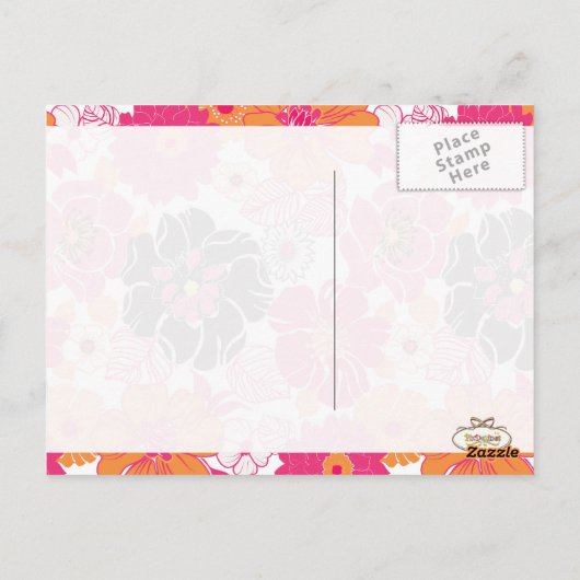 PixDezines Alegre Retro Floral, Marketing Briefkaa Briefkaart (Achterkant)