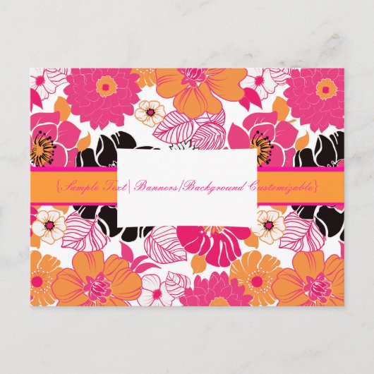 PixDezines Alegre Retro Floral, Marketing Briefkaa Briefkaart (Voorkant)