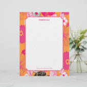 PixDezines Alegre Retro Floral, Monogram beschikba Custom Briefhoofd (Staand voorkant)