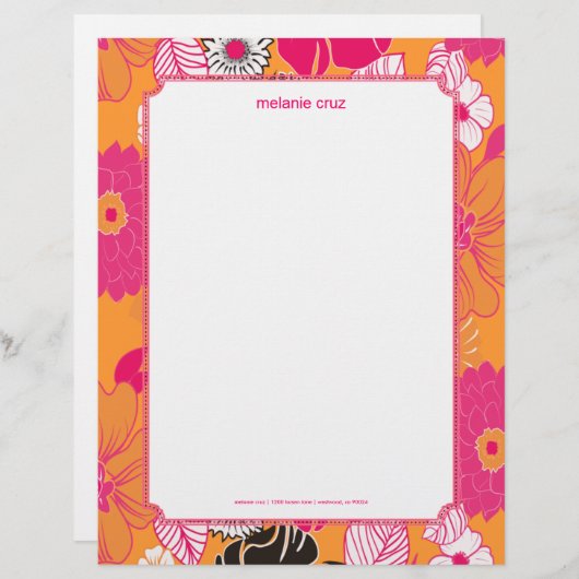 PixDezines Alegre Retro Floral, Monogram beschikba Custom Briefhoofd (Voorkant / Achterkant)
