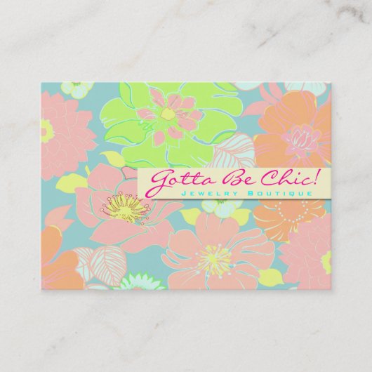 PixDezines Alegre Retro Floral, Pastel/DIY kleur!! Visitekaartje (Voorkant)