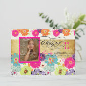 PixDezines ALEGRE RETRO FLOWERS GRADUATI Kaart (Staand voorkant)