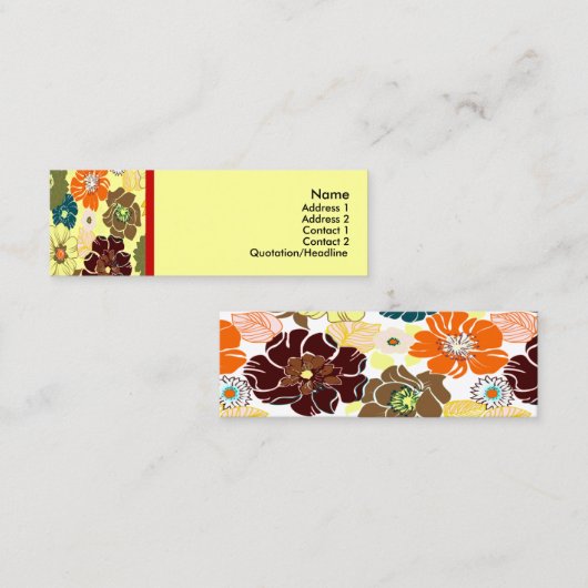 PixDezines alegre retro foral, DIY background Mini Visitekaartje (Voorkant / Achterkant)