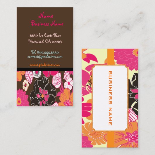 PixDezines alegre retro foral, DIY background Visitekaartje (Voorkant / Achterkant)