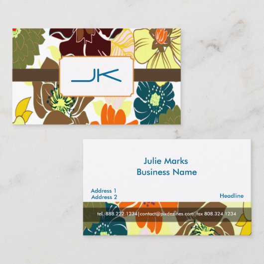 PixDezines alegre retro foral, DIY background Visitekaartje (Voorkant / Achterkant)