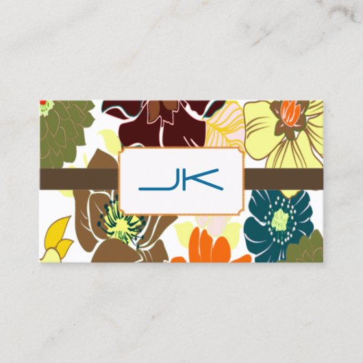 PixDezines alegre retro foral, DIY background Visitekaartje (Voorkant)