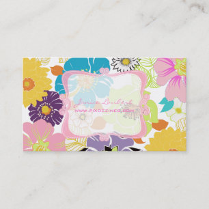PixDezines alegre retro tropische bloemen/DIY kleu Visitekaartje