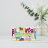 PixDezines alegre retro tropische bloemen/DIY kleu Visitekaartje (Staand voorkant)