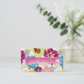 PixDezines alegre retro tropische bloemen/DIY kleu Visitekaartje (Staand voorkant)